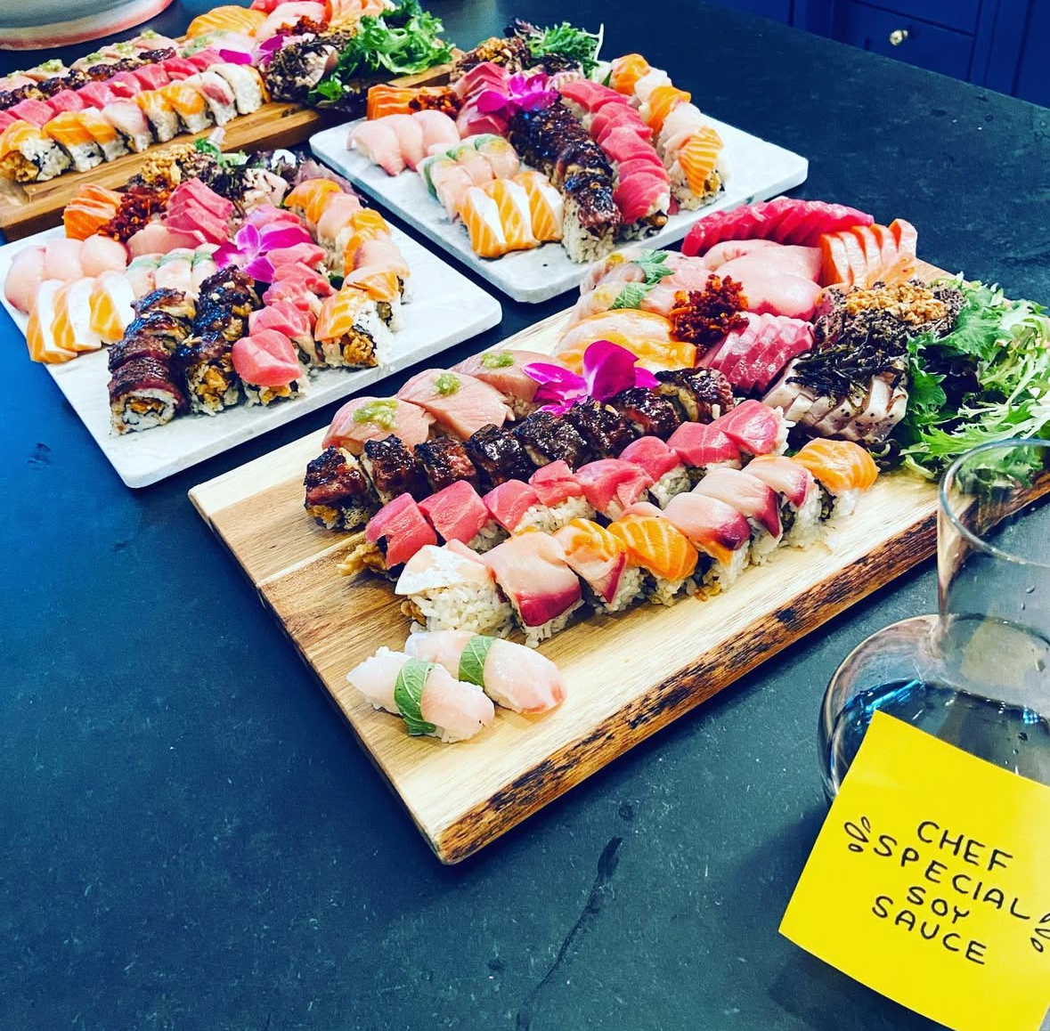 Beautiful sushi platters ready for your event